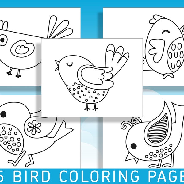 Fun and Easy Bird Coloring Pages for Kindergarten and Preschool: 25 Delightful Designs to Spark Creativity - PDF File, Instant Download