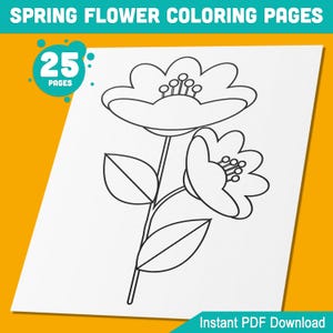 Páginas para colorir de flores: 25 folhas lindas e envolventes para crianças em idade pré-escolar e jardim de infância, perfeitas para diversão e aprendizado na primavera - Download instantâneo