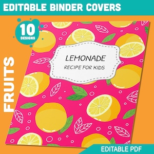 Summer Fruits and Berries Binder Cover, 10 Printable & Editable Covers+Spines, Teacher/School Binder, Planner Cover Template, Binder Inserts