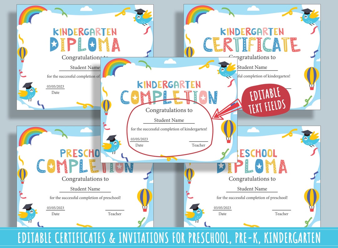 Editable Little Graduates Preschool and Kindergarten Diplomas