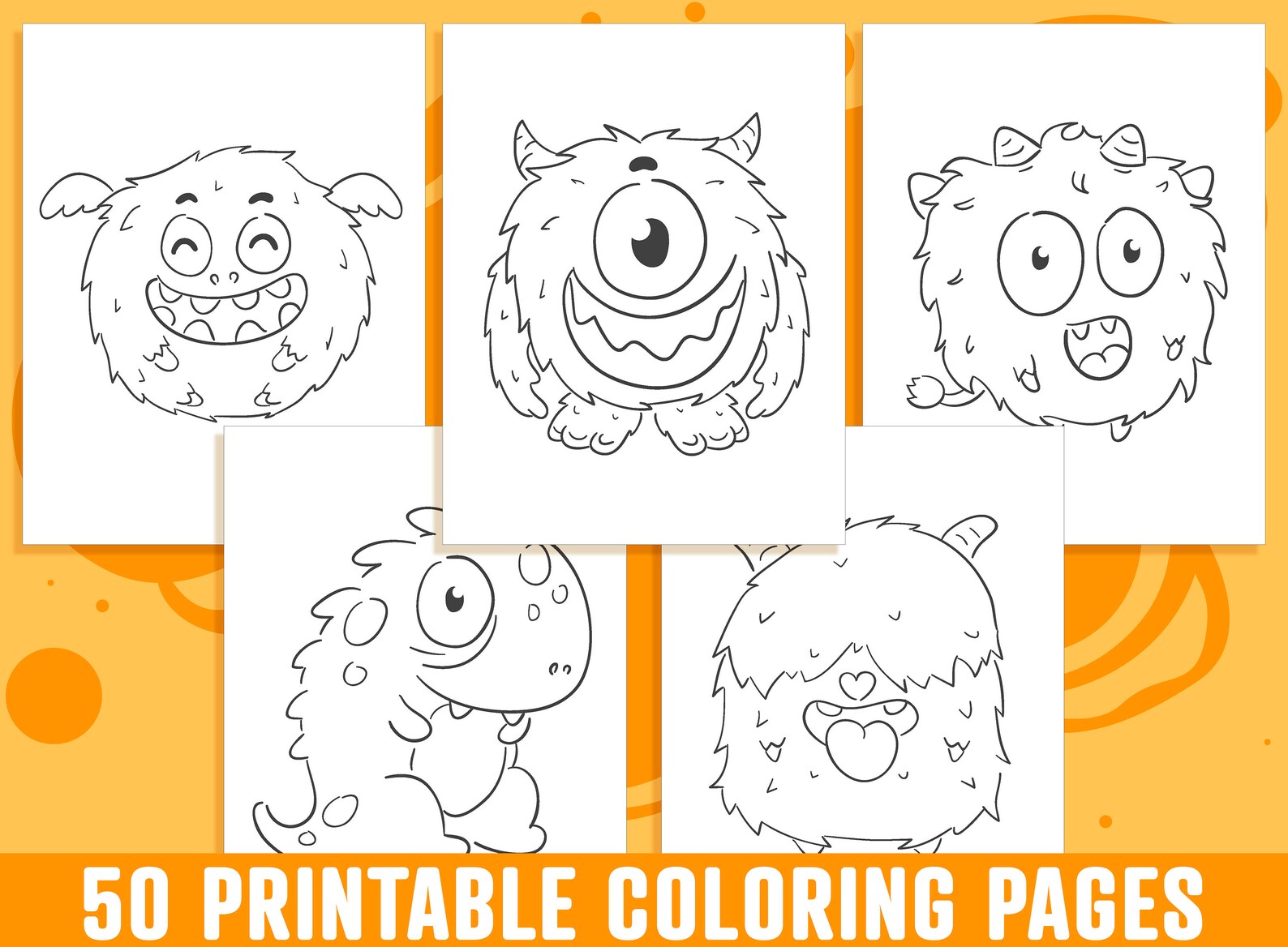 Monster Coloring Pages 50 Printable Monster Coloring Pages - Etsy
