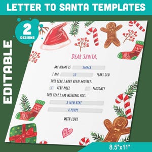 Skurrile Wünsche: Ausfüllbarer & Blanko Brief an Santa Drucke - Festliche Träume stilvoll festhalten, PDF Datei, Sofort Download