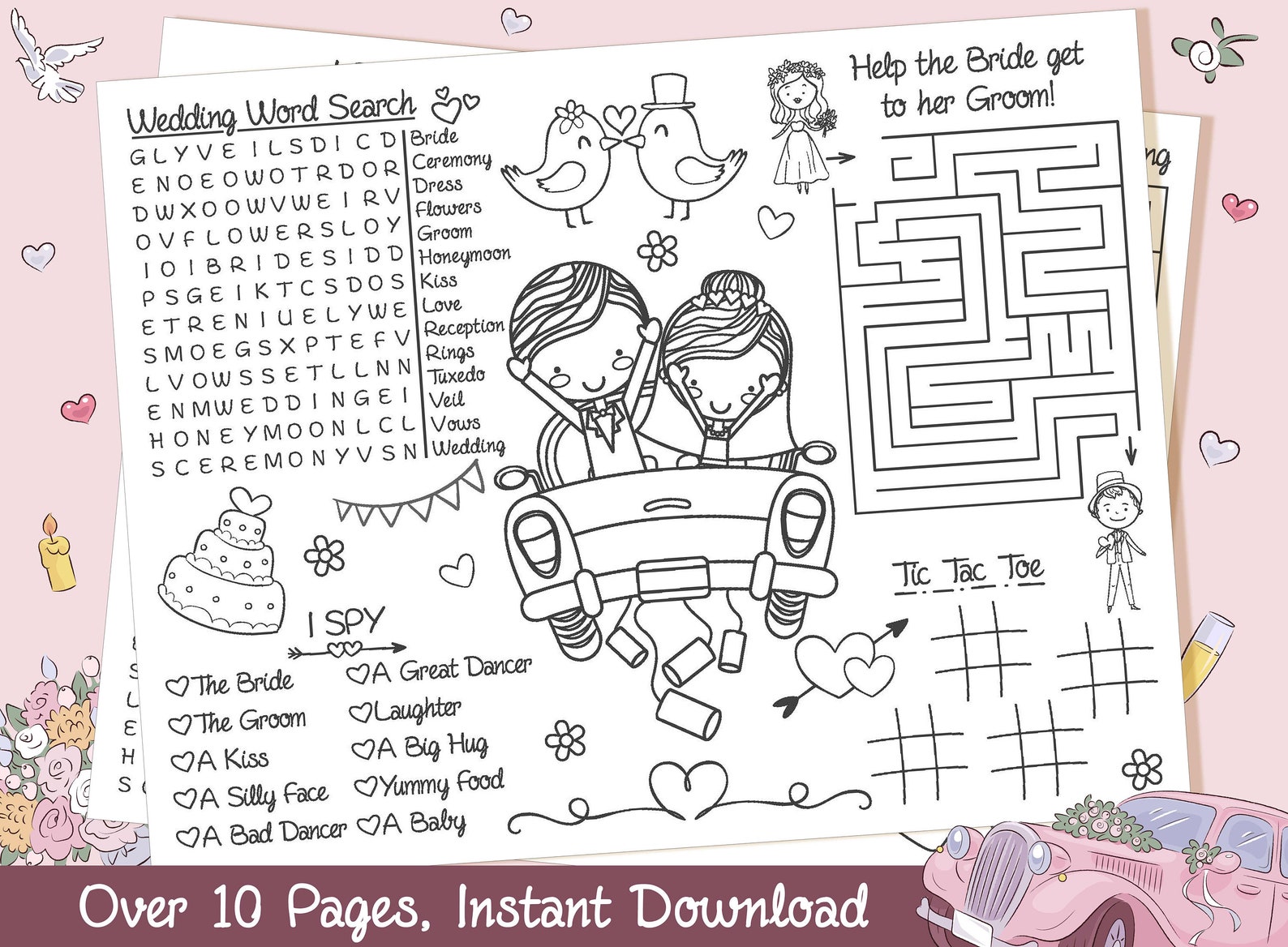 Wedding Placemats for Kids Wedding Coloring Placemat Wedding Etsy