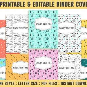 Binder Cover Printable, 10 Editable Covers+spines, Teacher Binder Cover ...
