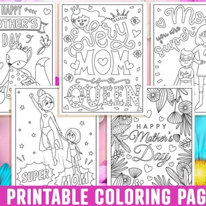 Mother's Day Coloring Pages, 40 Printable Mom Coloring Pages for Kids, Boys, Girls, Teens. Gift for Mom, Mom Coloring Book, Instant Download image 8