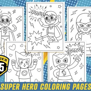super hero coloring pages 25 printable super hero coloring etsy