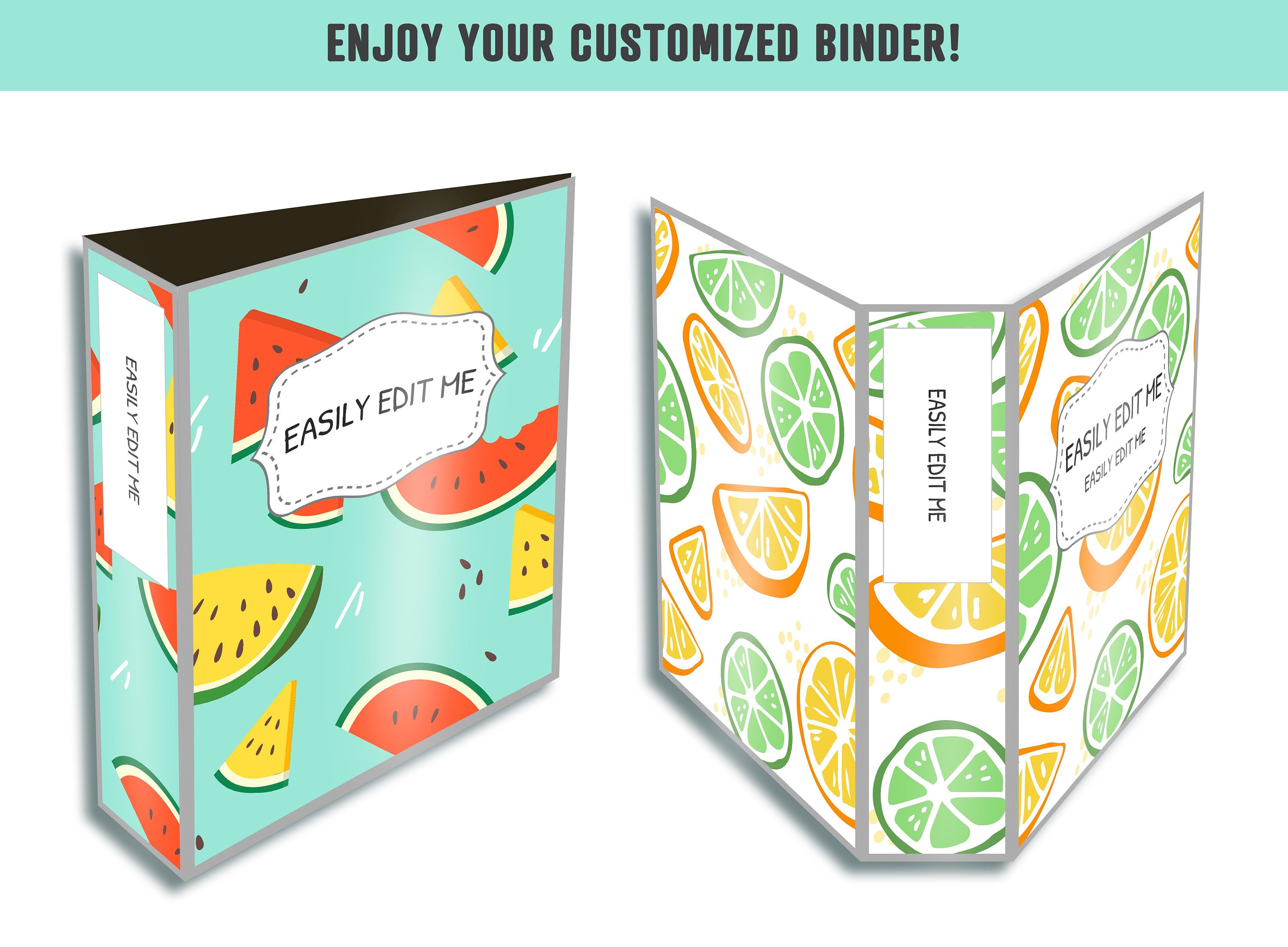 Food Binder Cover 10 Printable/editable Coversspines Etsy