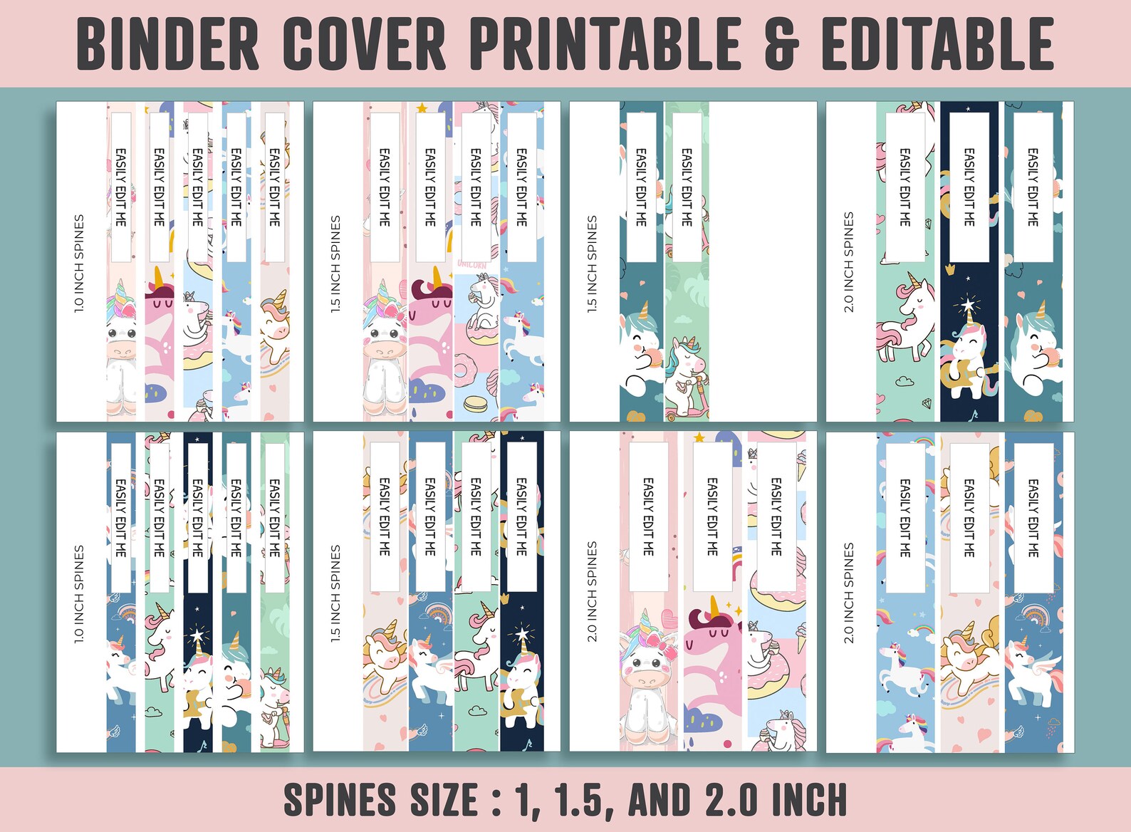 Binder Cover Printable, 10 Covers+spines, Printable, Editable, Teacher ...