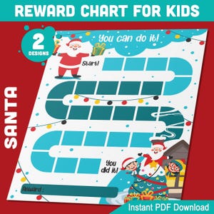 Festive Printable Santa Claus Reward Chart for Kids, Christmas Behavior, Chore Tracker, Perfect Winter Responsibility Chart for Boys, Girls