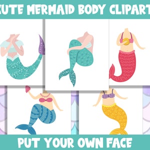 Cute Mermaid Body Clipart Collection for PreK to 6th Grade, 20 Pages, PDF File, Instant Download
