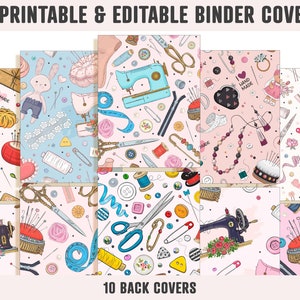 Binder Cover Sewing Pattern, 10 Printable/editable Covers+spines ...
