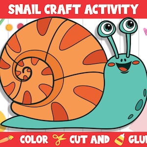 Cute Snail Craft Activity - Color, Cut, and Glue for PreK to 2nd Grade, PDF File, Instant Download