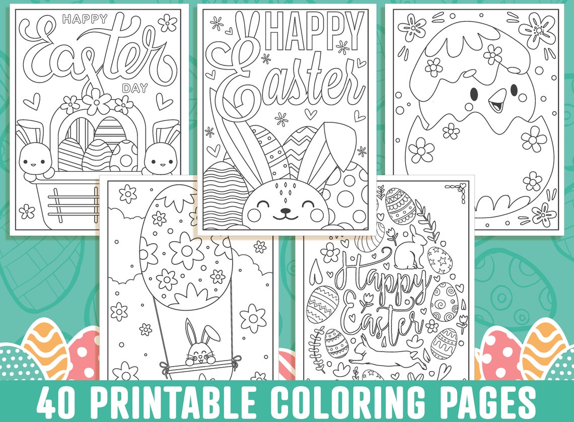 Easter Coloring Pages 40 Printable Easter Coloring Pages for - Etsy