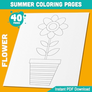 Summer Flowers in Pots Coloring Pages: 40 Printable High-Resolution Pages for Kids – Perfect for Summer Fun, Teaching Materials