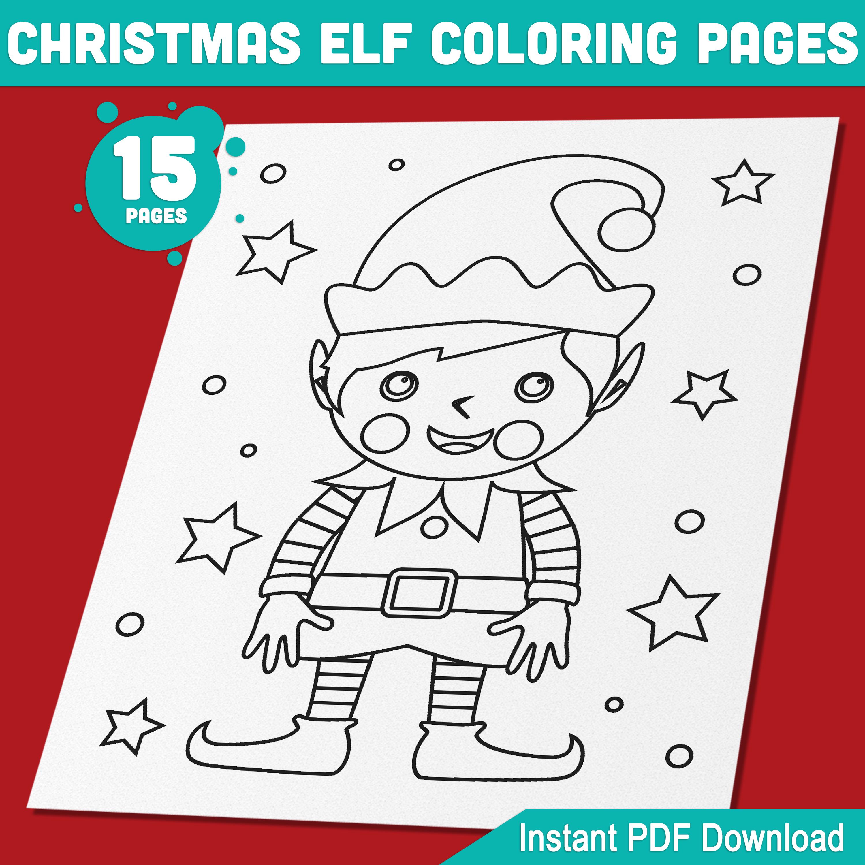 christmas elf coloring pages, easy-to-print holiday activity