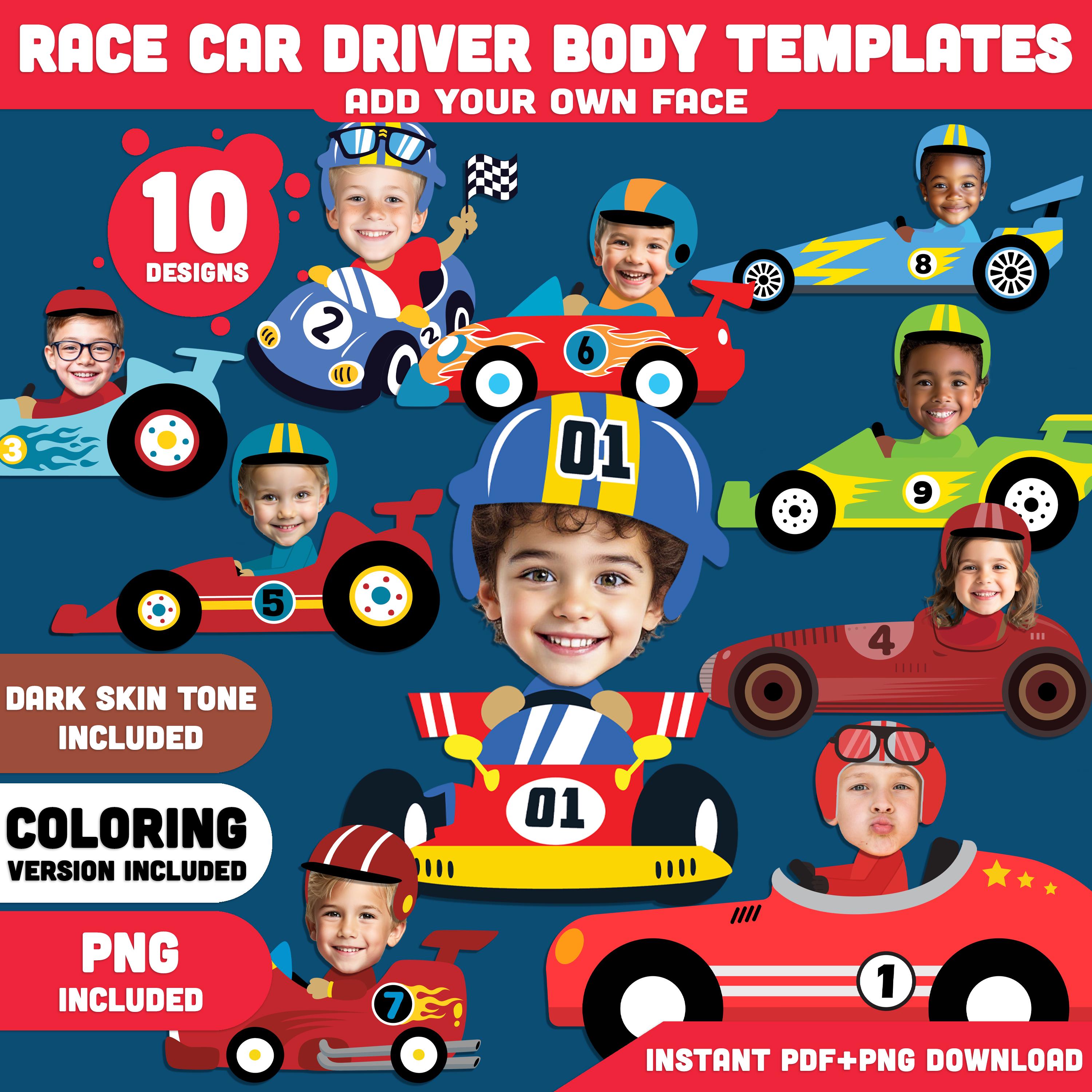 Race Car Driver Add Your Own Face Craft, Create Your Own Speed Star ...