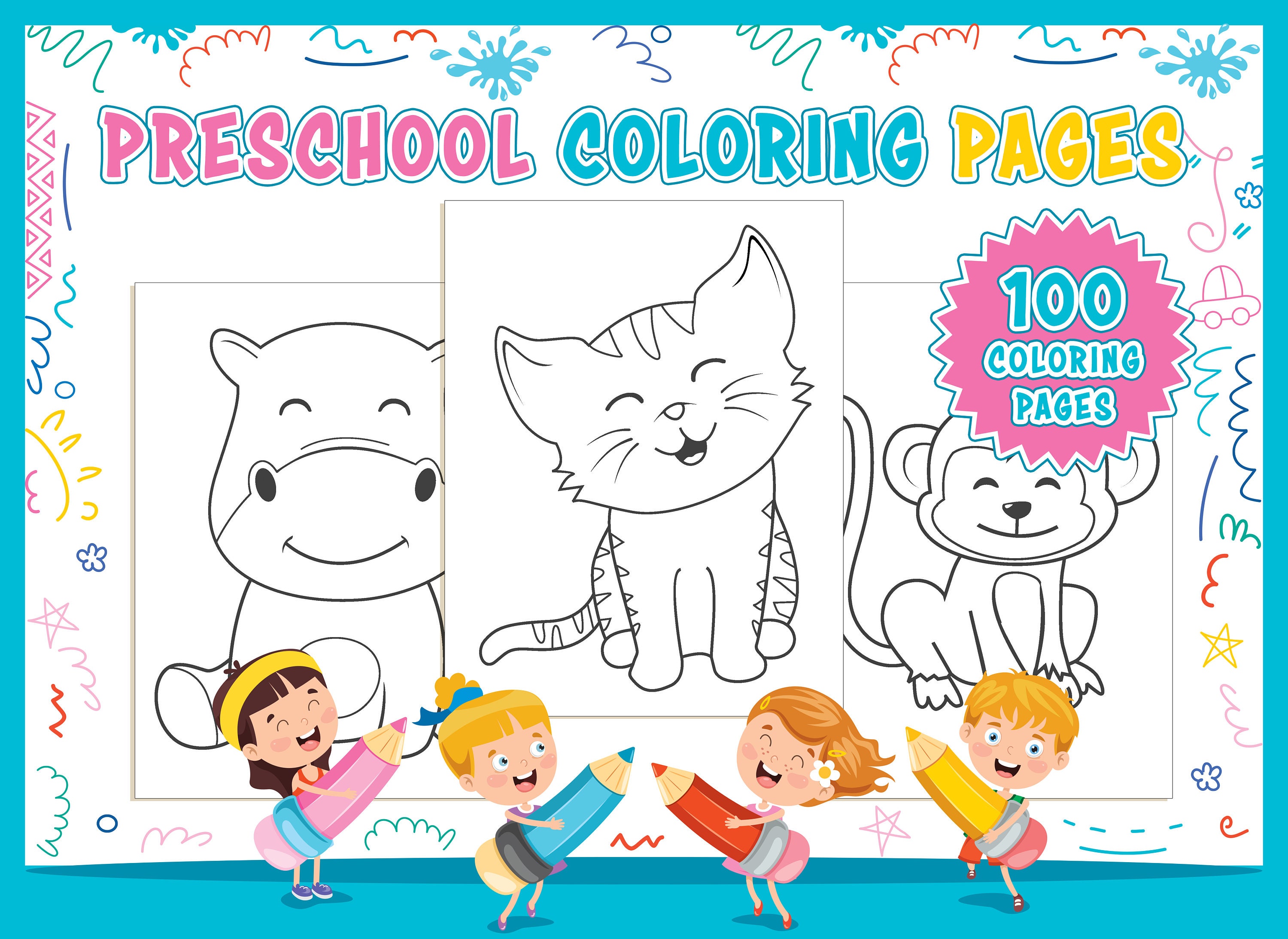 Preschool Coloring Pages 20 Printable Animal Coloring Pages   Etsy