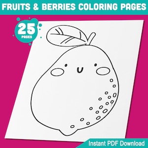 Fruits and Berries Coloring Pages: Fun Activity Book for Kids, Perfect for Preschool and Kindergarten, PDF File, Instant Download