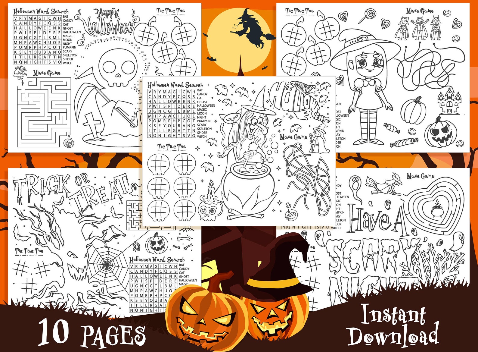 Halloween Placemats 10 Halloween Printable Placemats for Etsy Canada