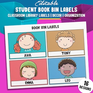 Customizable Classroom Chic: 16 Editable Book Bin Labels for Effortless Organization