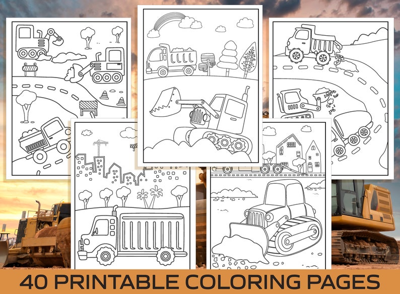 Construction Coloring Pages 40 Printable Construction | Etsy