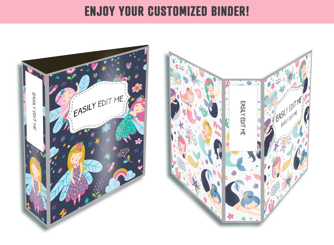 Binder Cover for Girls 10 Editable Coversspines - Etsy