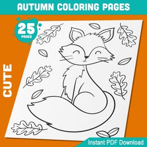 Autumn Coloring Book for Kids: High-Resolution PDF with Fall Leaves, Pumpkins and Forest Animals, Perfect for Fall Parties, Instant Download