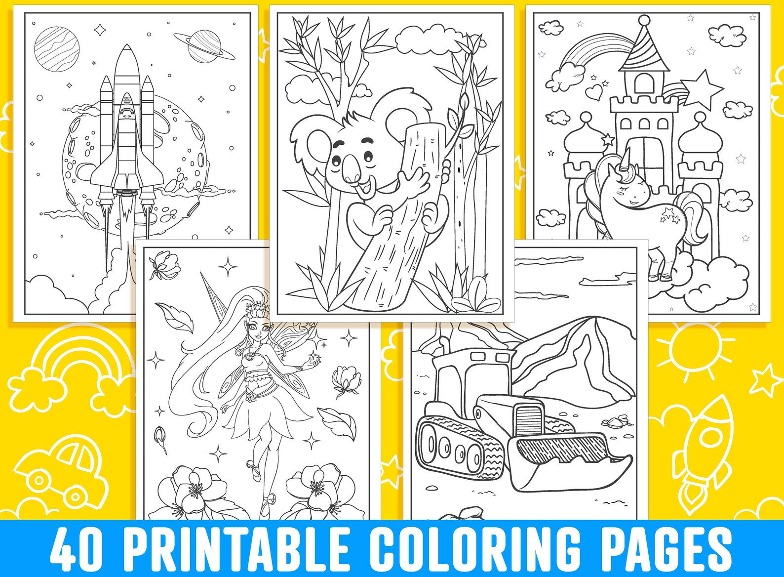 Kids Coloring Pages, 40 Printable Coloring Pages for Kids, Boys, Girls ...