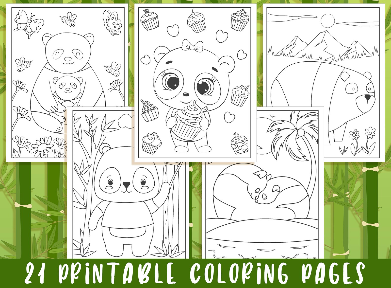 Panda Coloring Pages 21 Printable Panda Coloring Pages for - Etsy