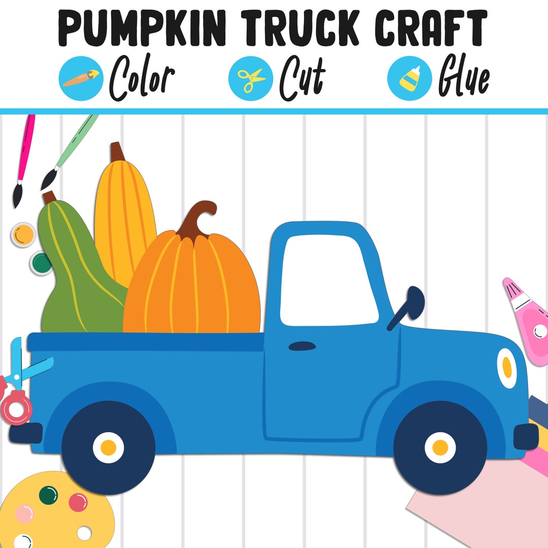 Pumpkin Truck Craft for Kids: Color, Cut, and Glue, a Fun Activity for ...