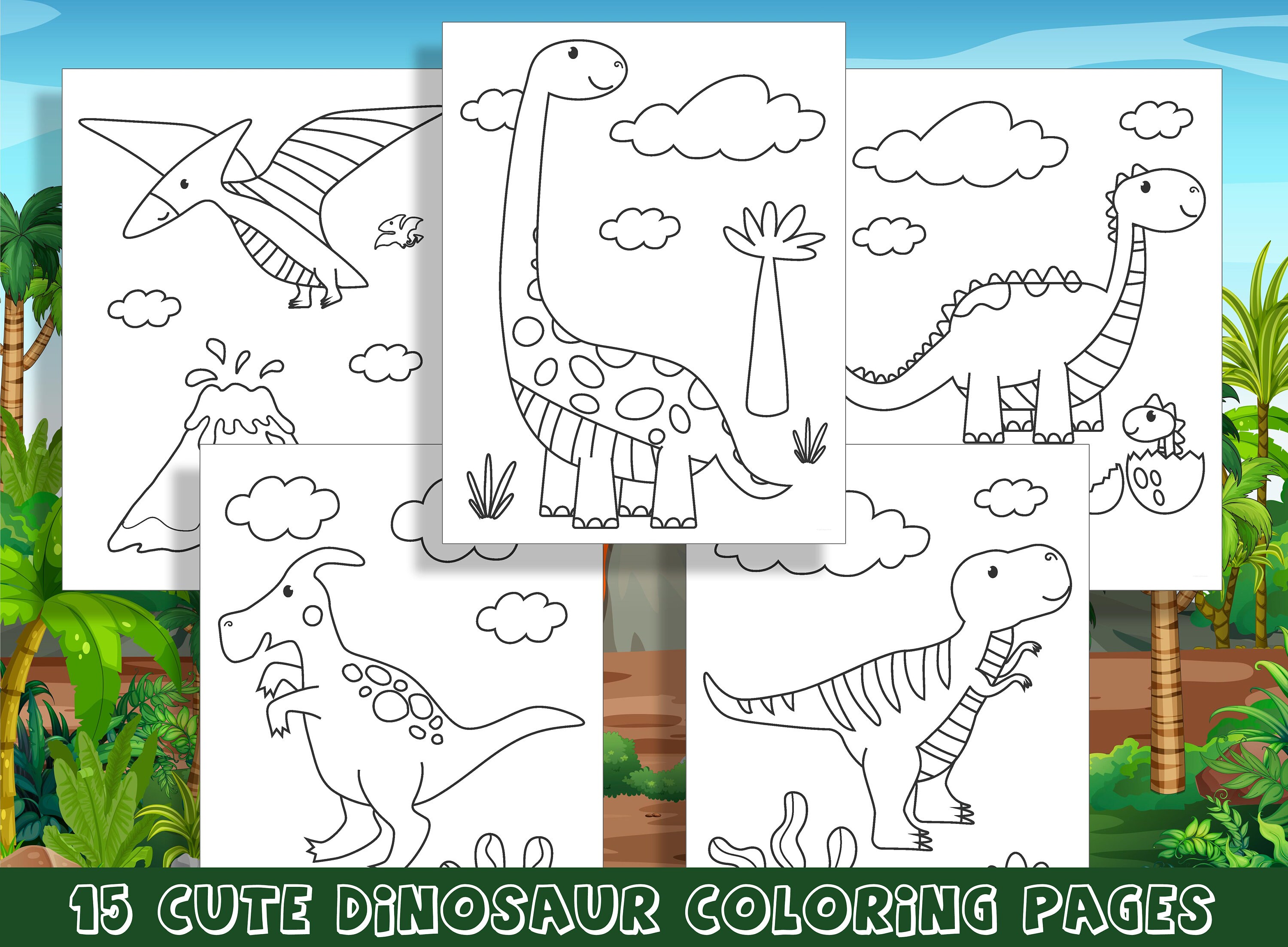 Roar-some Fun: 15 Cute Dinosaur Coloring Pages for Preschool and