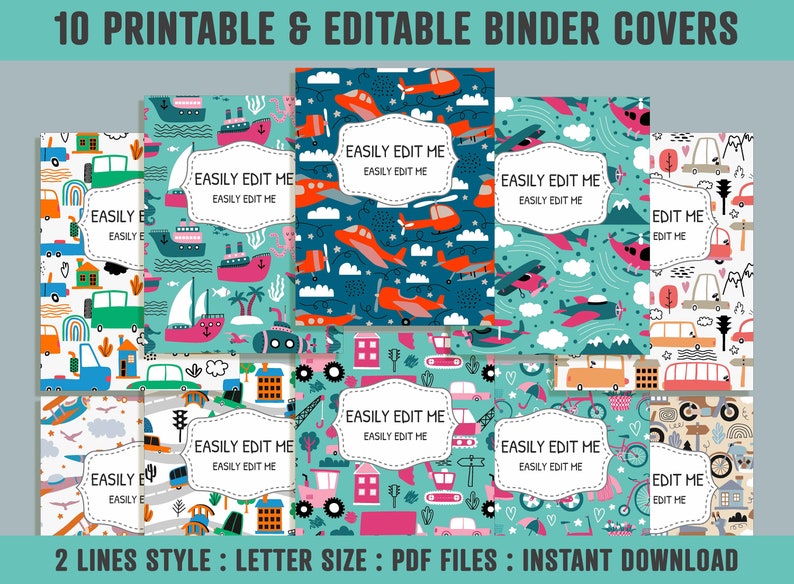 Vehicle Binder Template, 10 Printable &amp; Editable Binder Coversspines ...