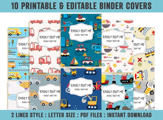 Vehicle Binder Covers 10 Printable/editable Binder Covers &amp; - Etsy