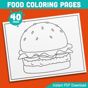 Food Coloring Pages: Fun Activity Book for Kids with 40 Printable Food-Themed Designs, Perfect for Preschool and Kindergarten Curriculum