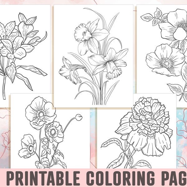 Flower Coloring Page - Etsy