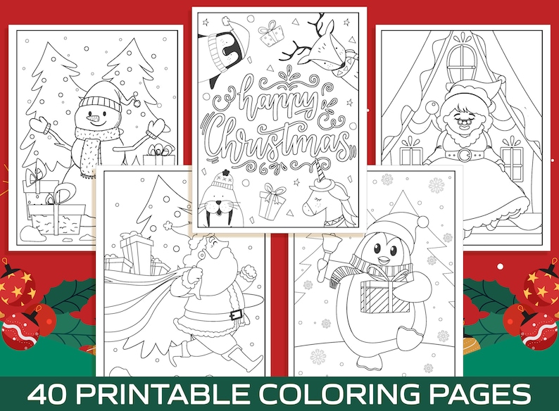 Christmas Coloring Pages 40 Printable Christmas Coloring Pages for Kids, Boys, Girls, Teens. Christmas Party Activity, Christmas Gift. image 2