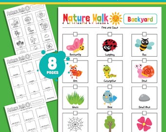 Backyard Nature Scavenger Hunt for Kids, Fun Summer Outdoor Activity with 4 Interactive Options, 8 Pages, PDF + PowerPoint, Instant Download