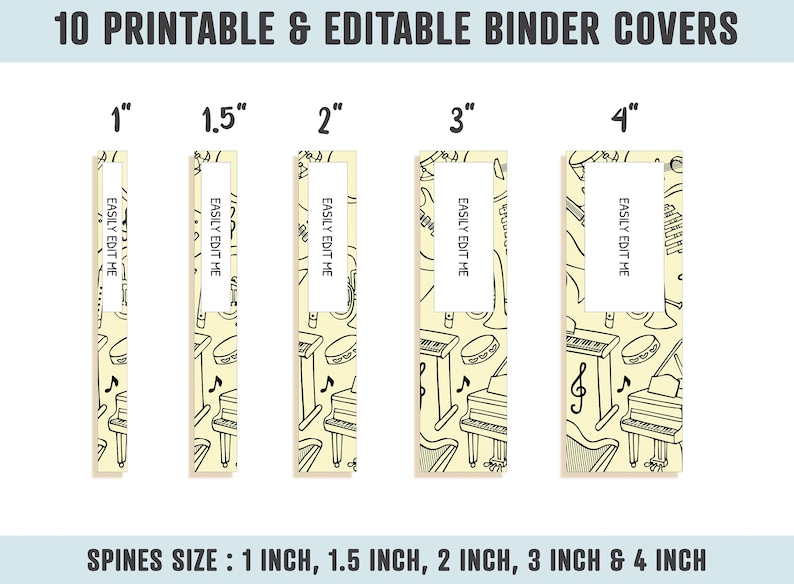 Binder Cover Music 10 Printable/editable Coversspines Etsy