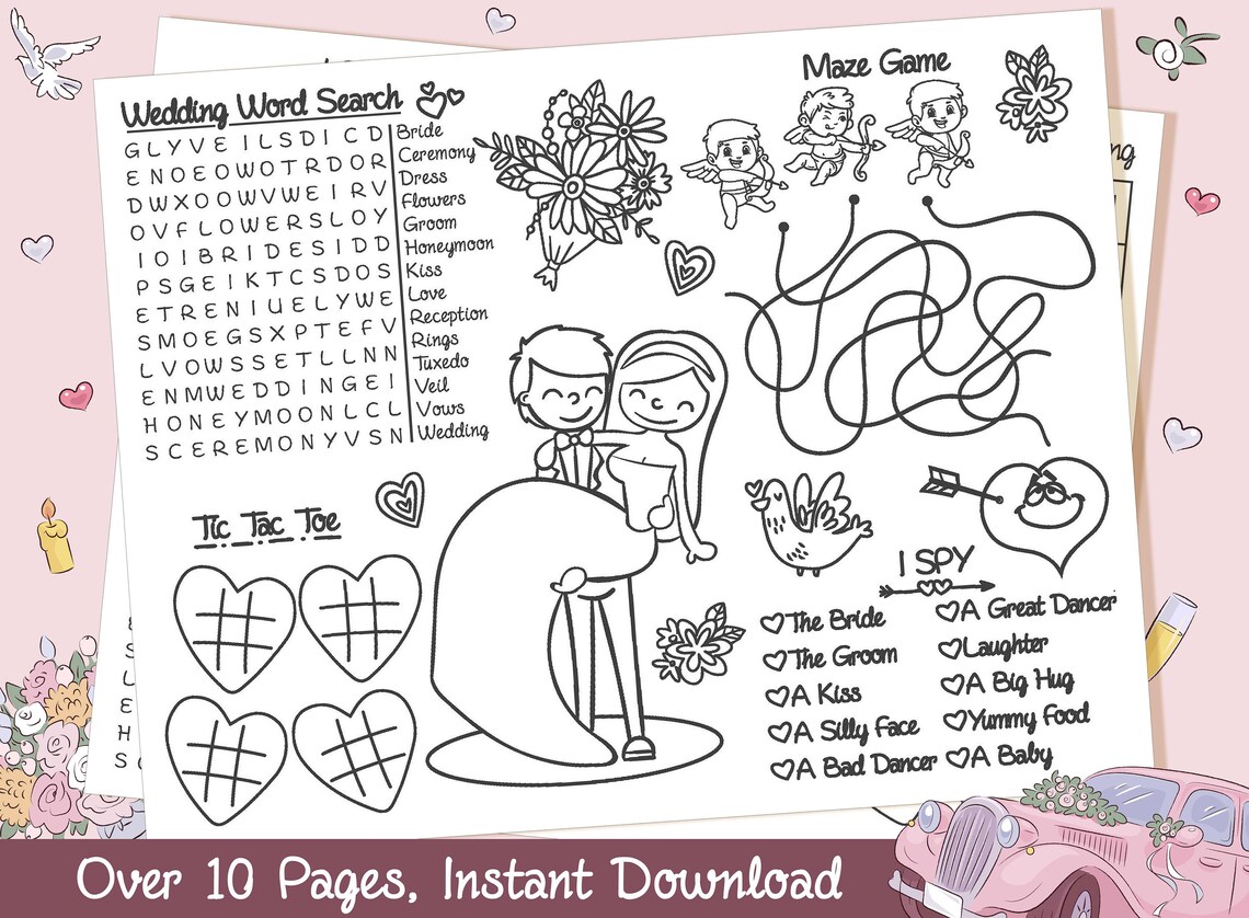 Wedding Placemats for Kids Wedding Coloring Placemat Wedding Etsy