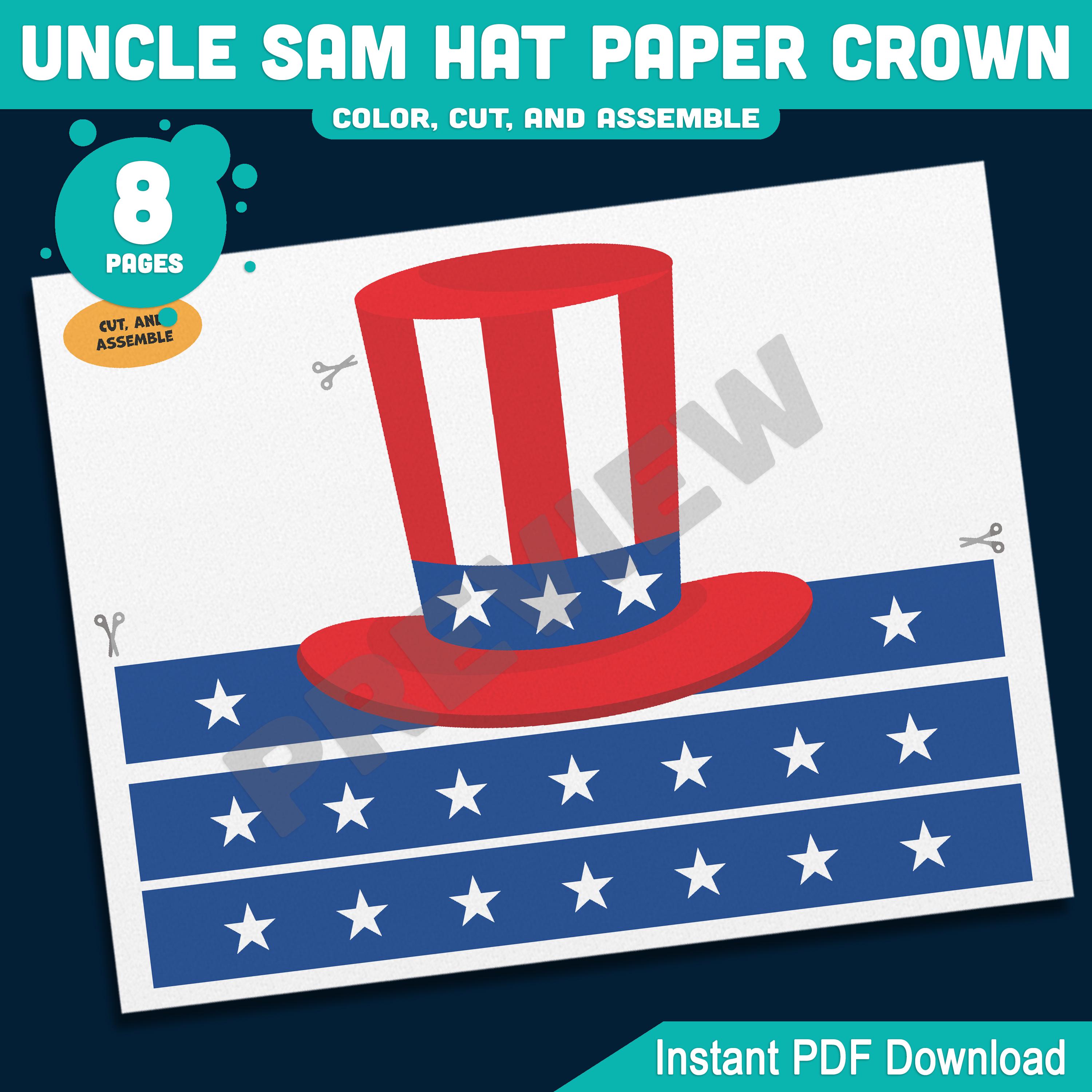 Uncle Sam Hat Paper Crown, Patriotic Headband for Kids, 4th of July ...