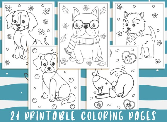 puppy coloring pages 21 printable puppy coloring pages for etsy