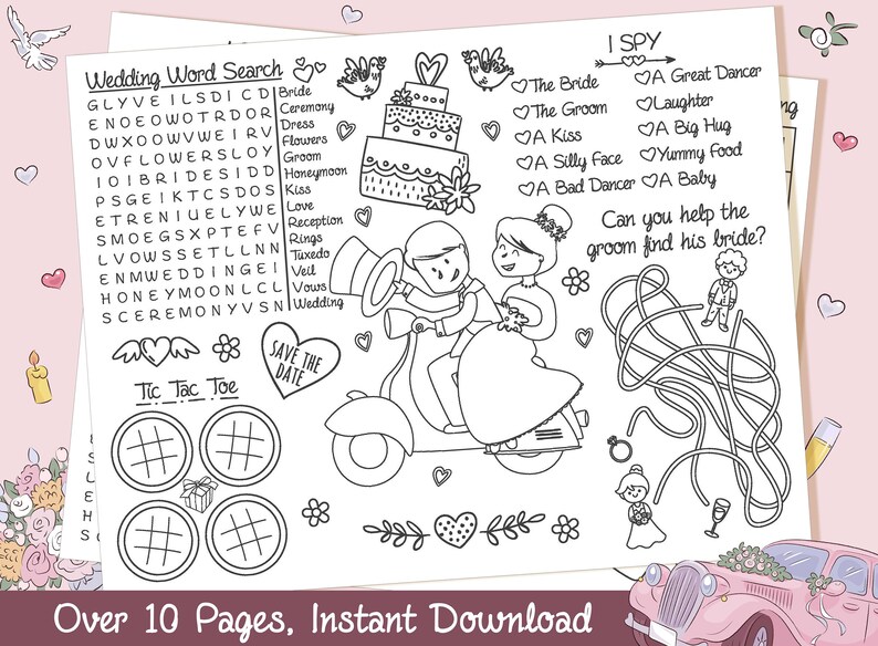 Wedding Placemats for Kids Wedding Coloring Placemat Wedding Etsy