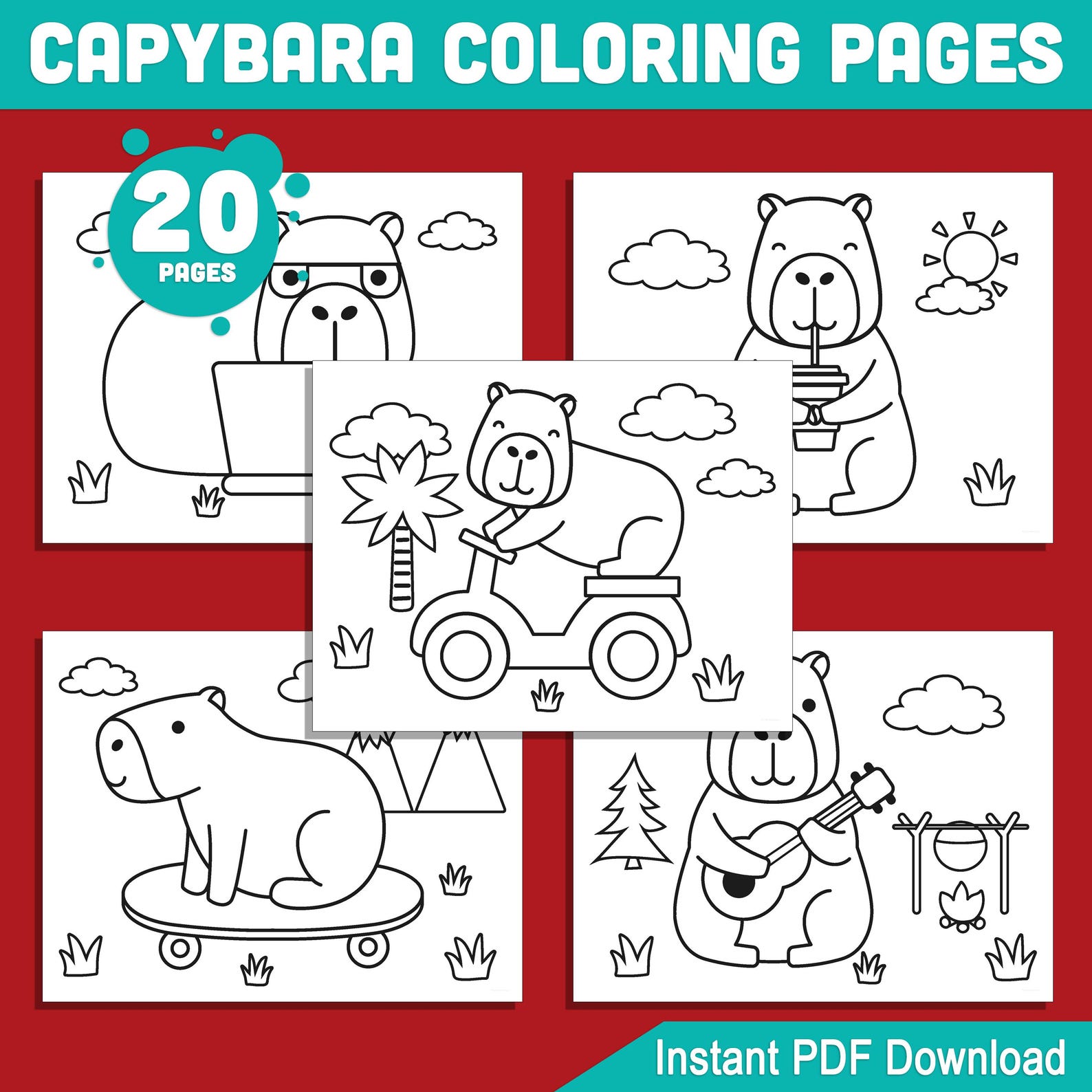 20 Fun Capybara Coloring Pages for Kids – Perfect for Preschool ...