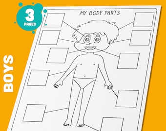 Actividades con las partes del cuerpo para niños en edad preescolar y preescolar: proyectos divertidos de colorear, cortar y pegar para niños y niñas – Aprendizaje creativo y educativo