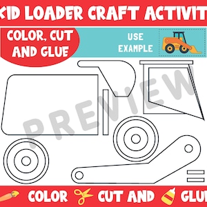 Skid Loader Craft Activity - Color, Cut, and Glue for Prek to 2nd Grade ...
