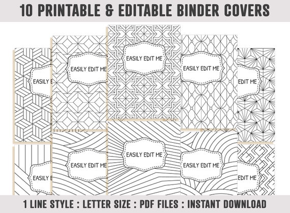 Binder Cover Black and White 10 Coversspines Binder Cover - Etsy