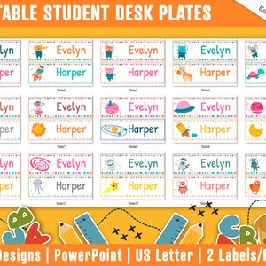 Student Desk Plates, 30 Printable/Editable Space Animals Classroom Name Tags & Name Plates for Student; a Helpful Addition to Your Classroom