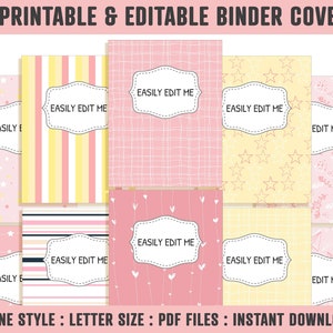 Binder Labels, 10 Printable &amp; Editable Binder Covers+spines, Binder ...