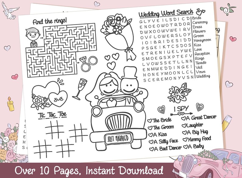 Wedding Placemats for Kids Wedding Coloring Placemat Wedding - Etsy
