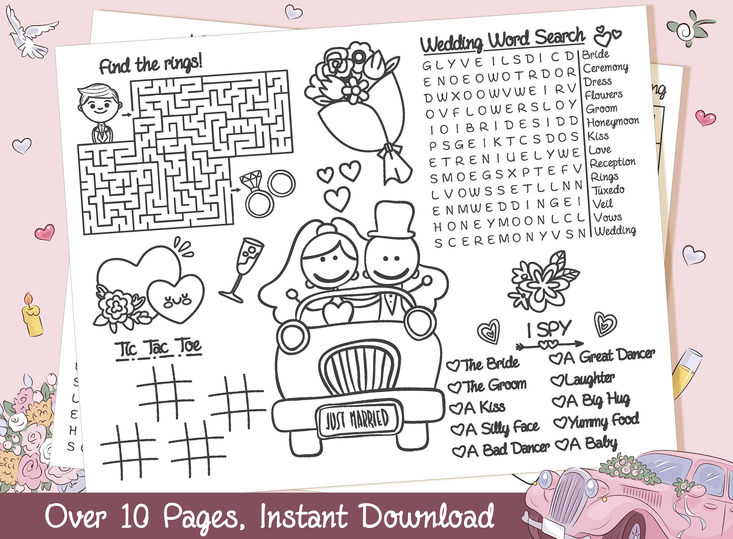 Wedding Placemats for Kids Wedding Coloring Placemat Wedding Etsy